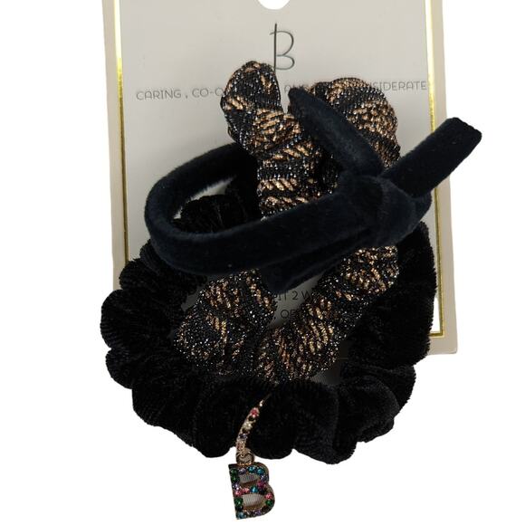 Letter B Charm Hair Tie Scrunchie Set - Picture 2 of 5